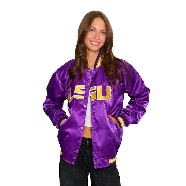 LSU Satin Letterman Bomber Jacket