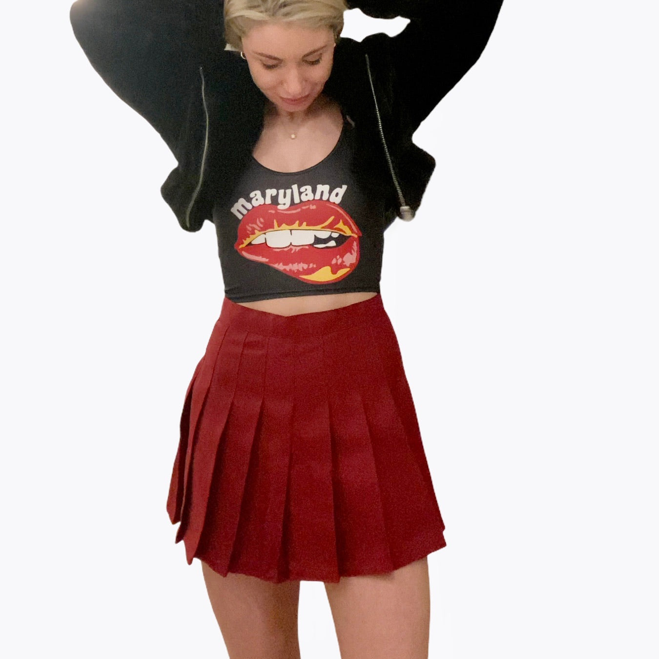 Maryland Terps Lips Black Spaghetti Tank