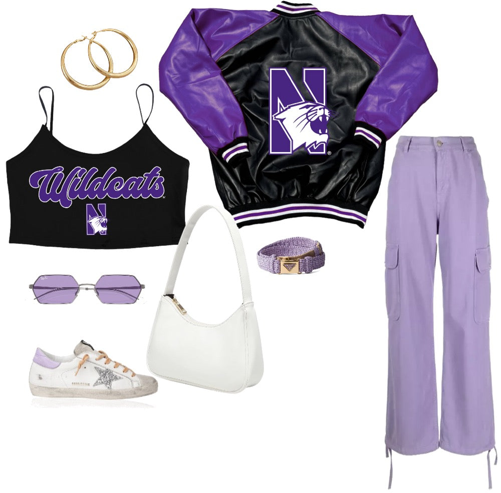Northwestern Wildcats Black Spaghetti Tank