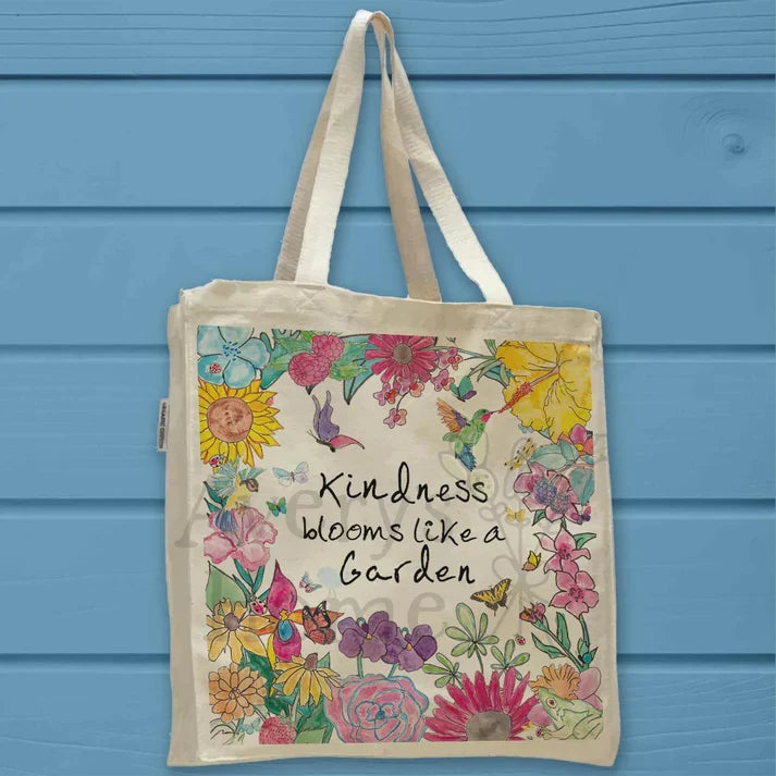 Kindness Blooms cotton tote bag, art by Avery Jackson