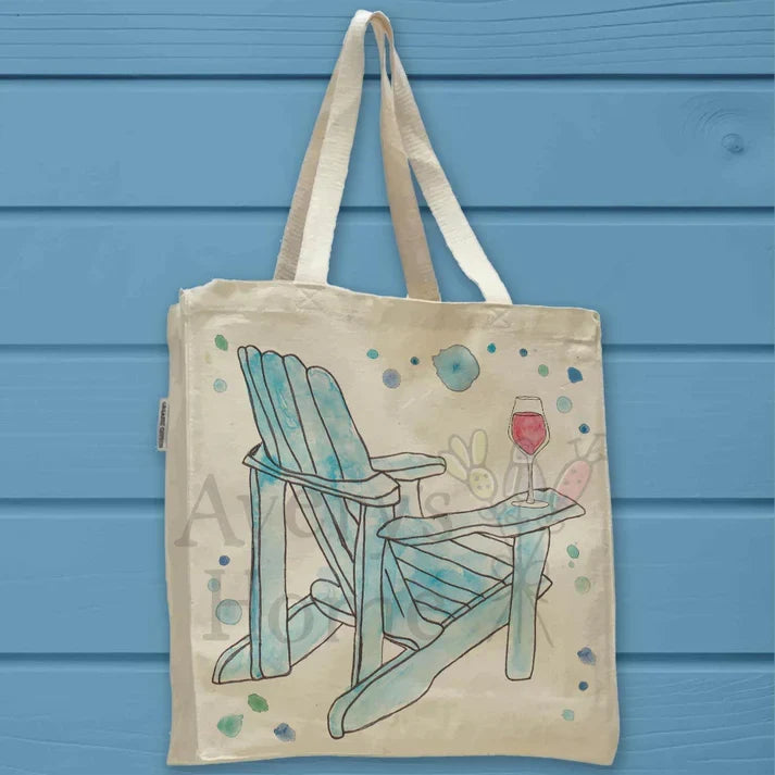 Relaxing with Wine cotton tote bag, art by Avery Jackson