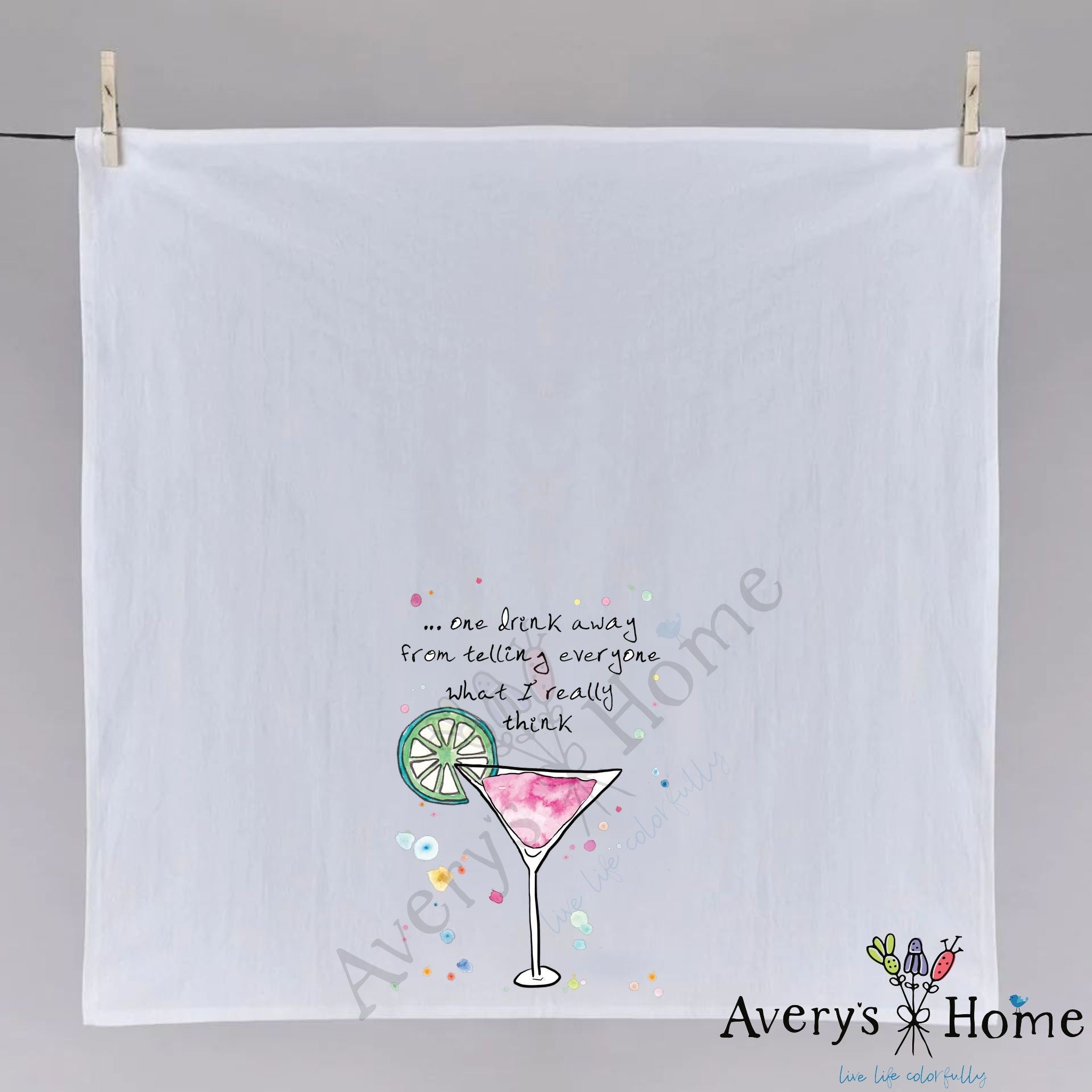 What I Really Think dish towel hanging in the kitchen