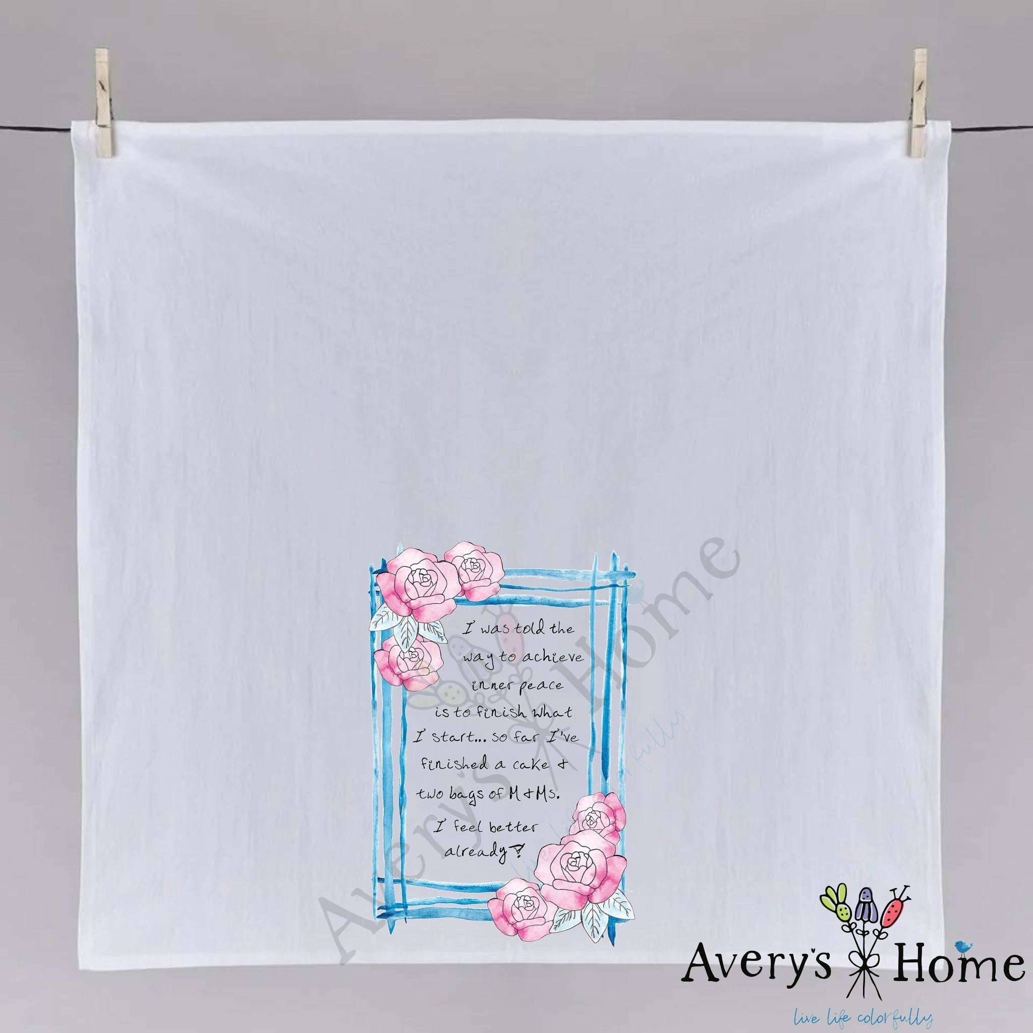 Finishing Projects Candy dish towel hanging in the kitchen
