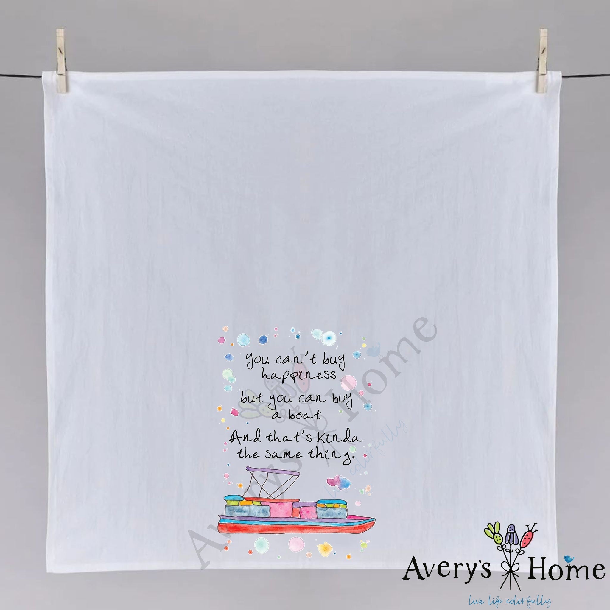 Buy a Boat dish towel folded, hemmed on all four sides