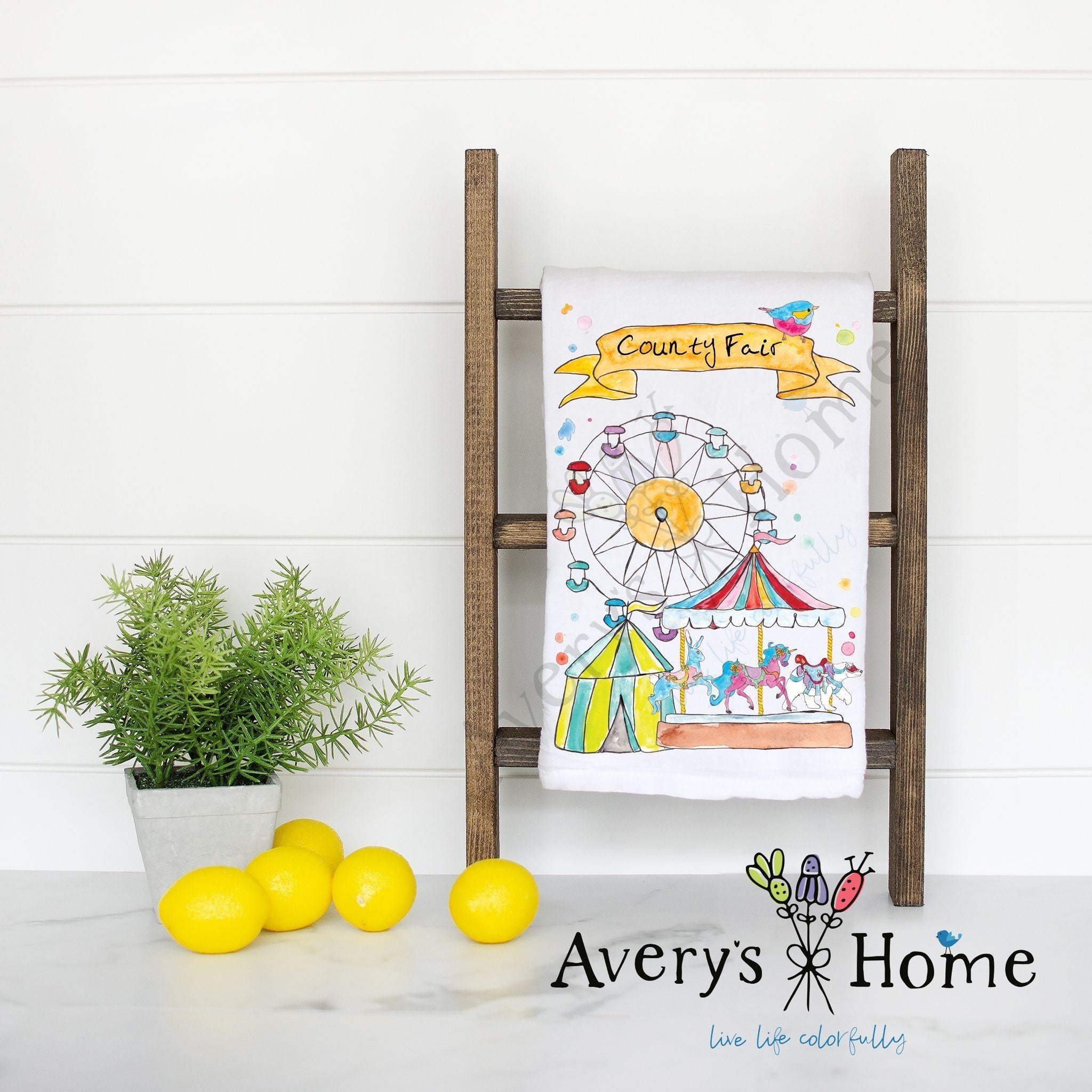 County Fair flour sack dish towel, art by Avery Jackson