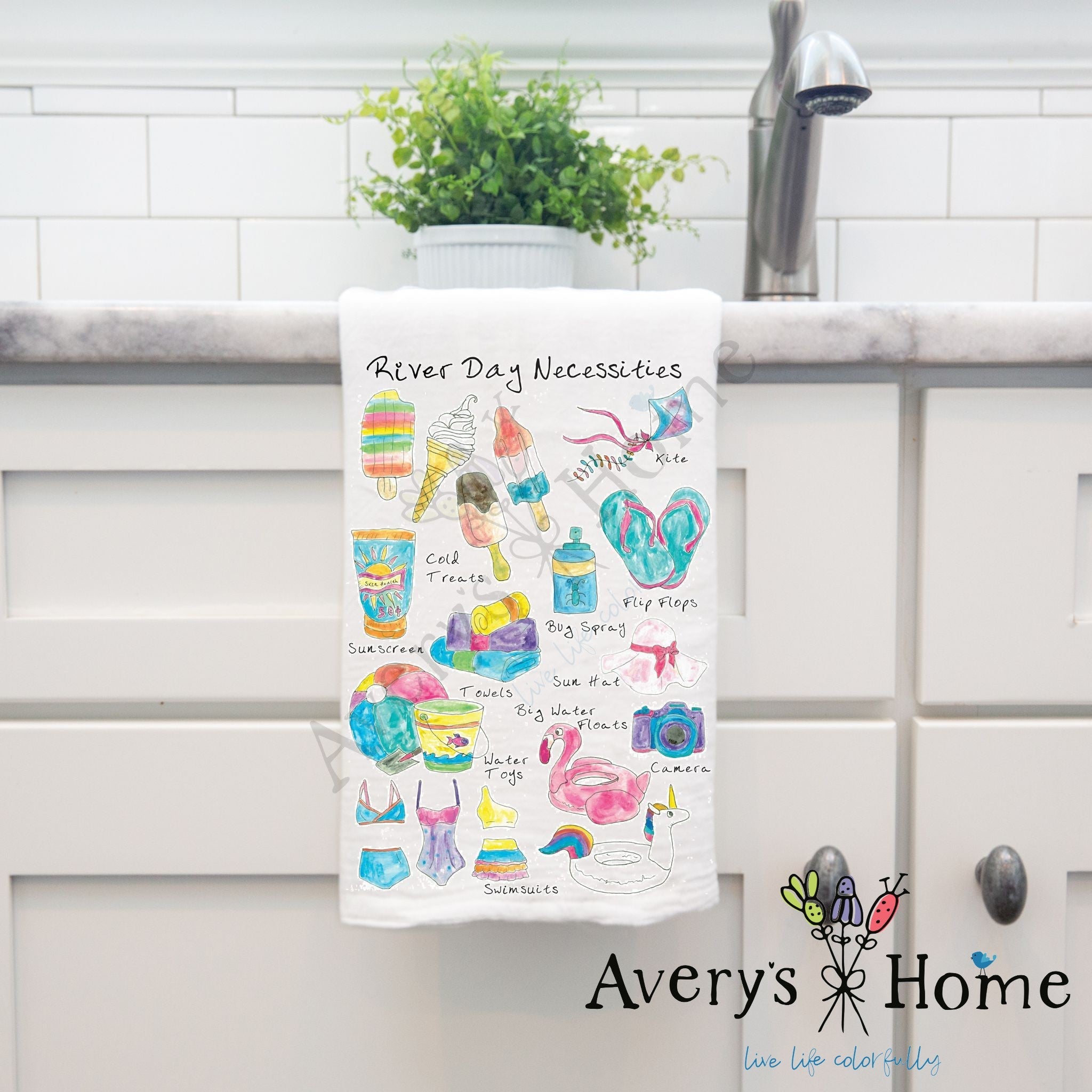 River Day Necessities dish towel, 27x27 flour sack cotton