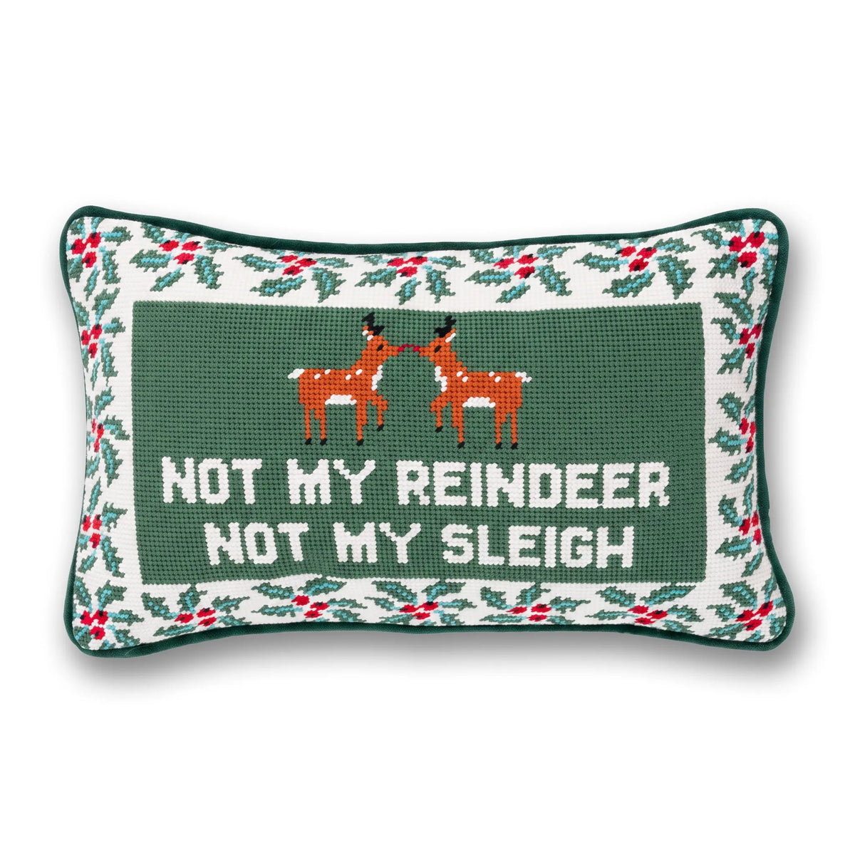 Not My Reindeer Needlepoint Pillow