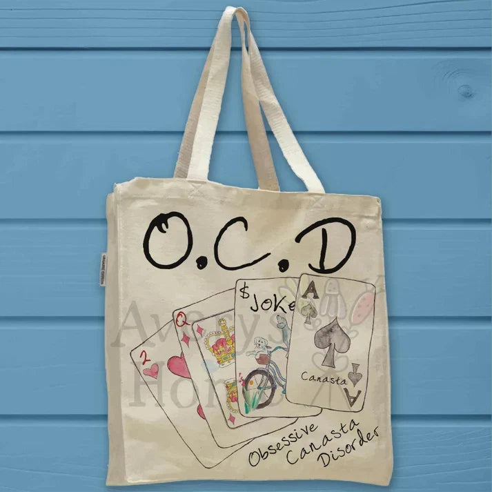 Canasta Game cotton tote bag, art by Avery Jackson