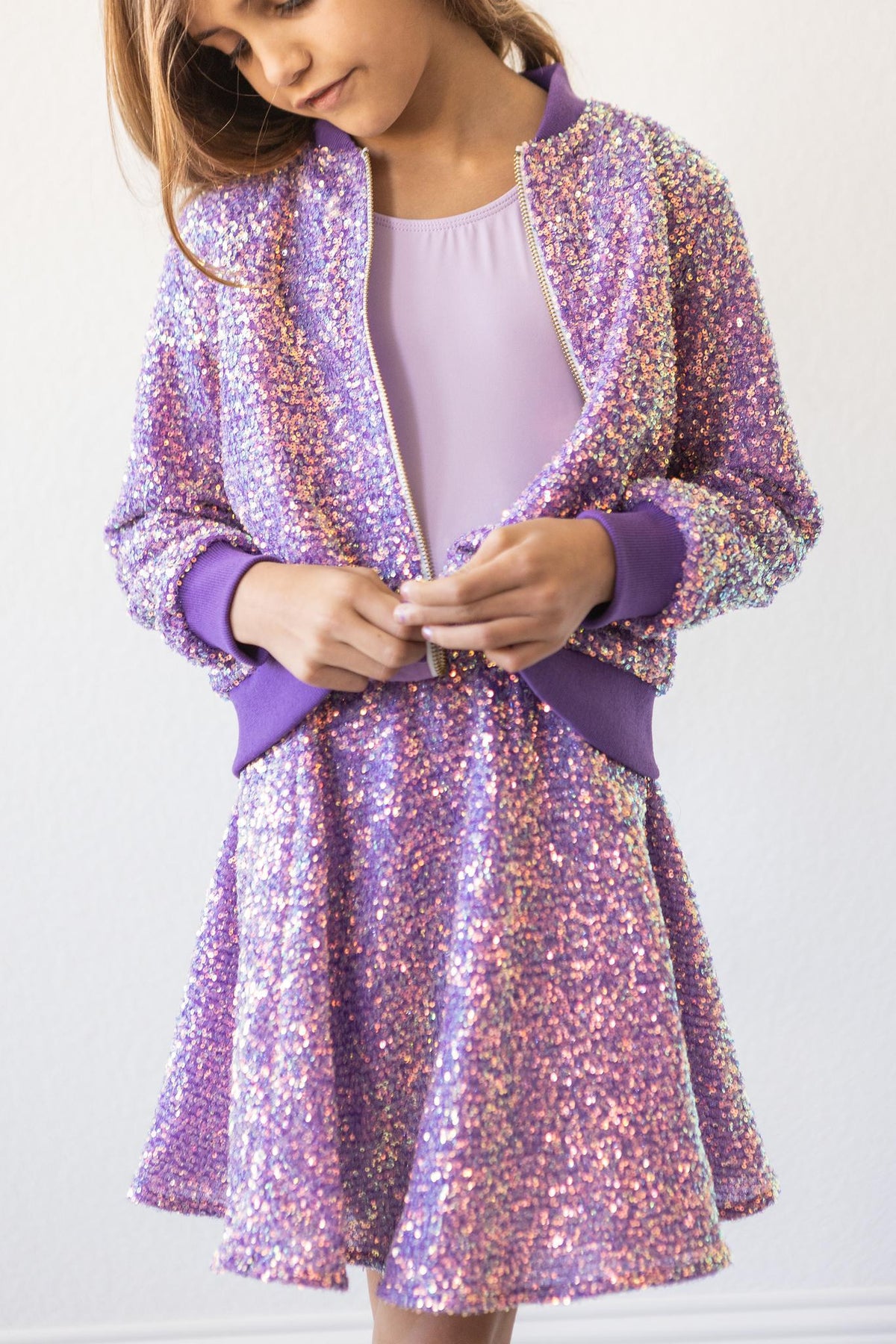Purple Sequin Twirl Skort