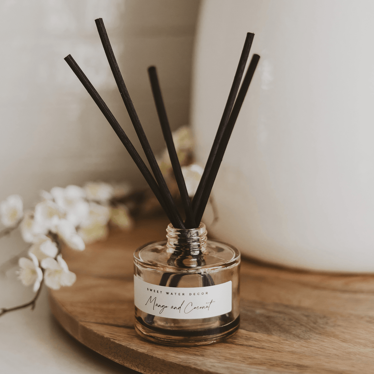 Mango and Coconut Tinted Glass Jar Reed Diffuser