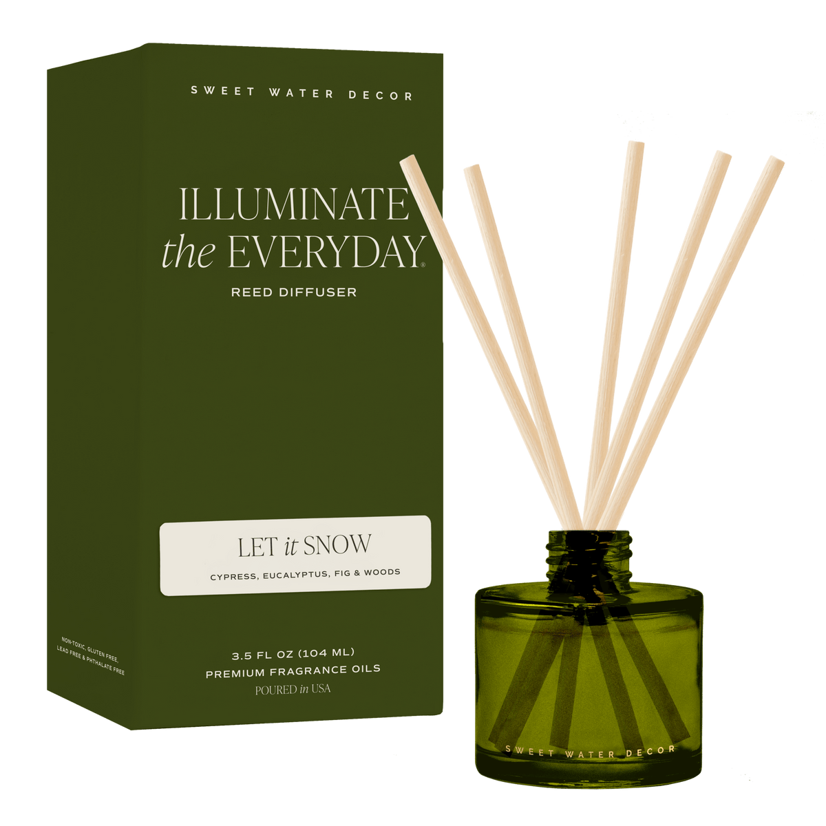 Let It Snow Olive Tinted Glass Jar Reed Diffuser