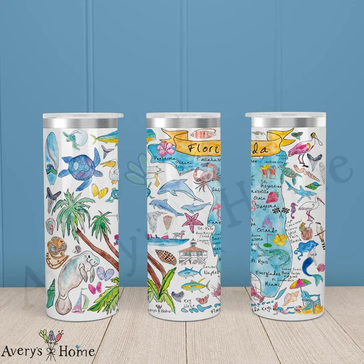 Florida State Map 20 oz Skinny Tumbler