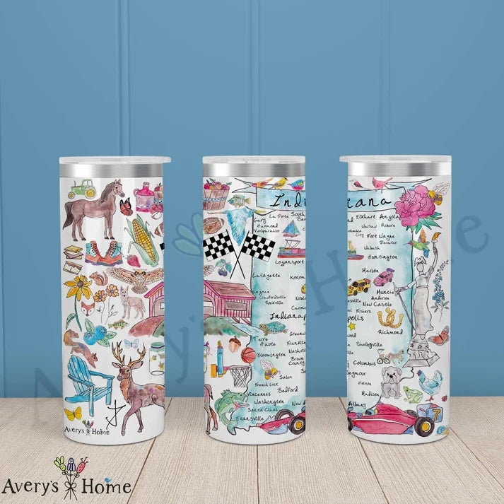 Indiana State Map 20 oz Skinny Tumbler