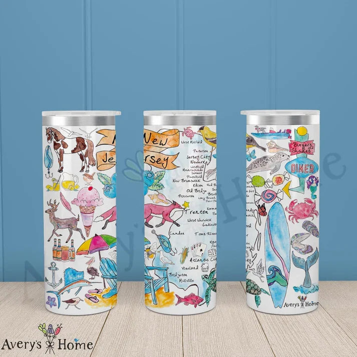New Jersey State Map 20 oz Skinny Tumbler