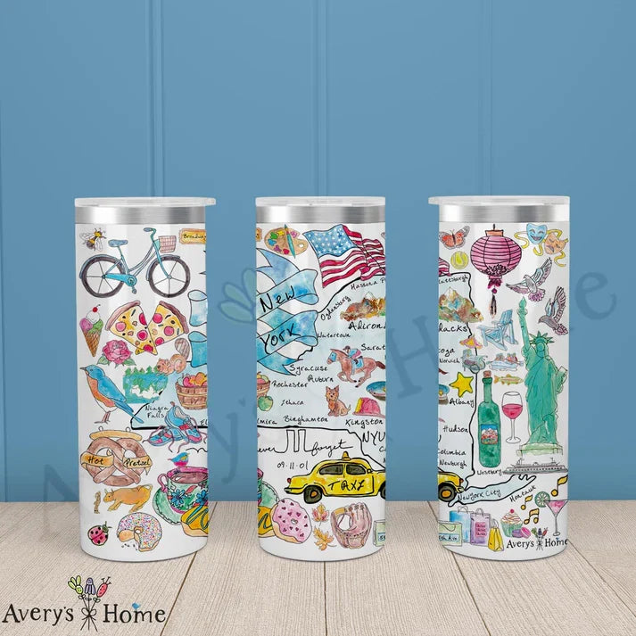 New York State Map 20 oz Skinny Tumbler