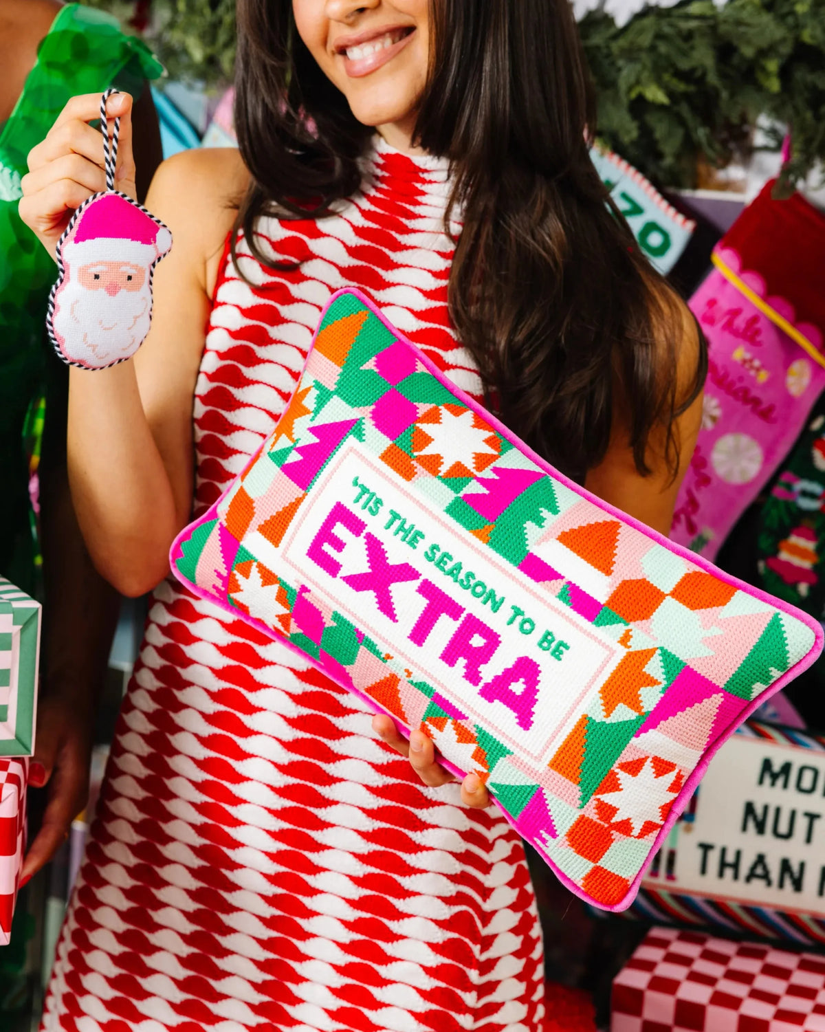 Tis the Extra Season Needlepoint Pillow