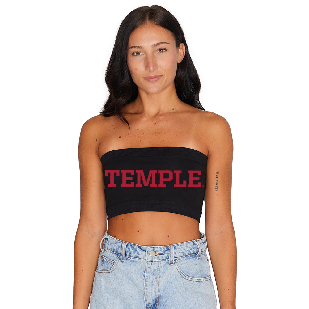 Temple Owls Black Bandeau Top