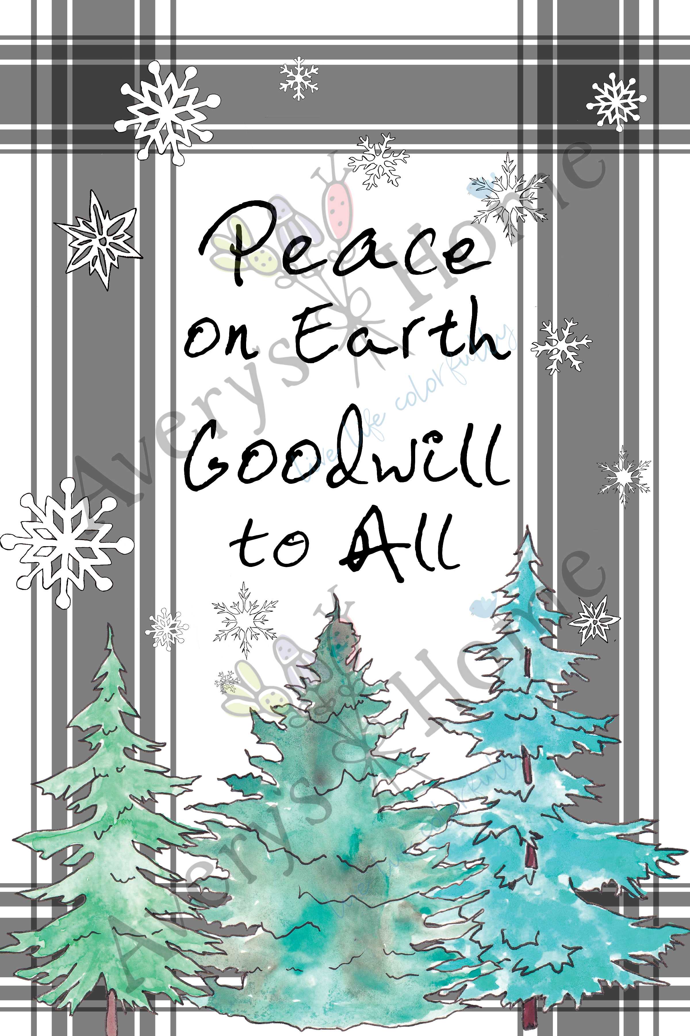Peace on Earth dish towel design detail