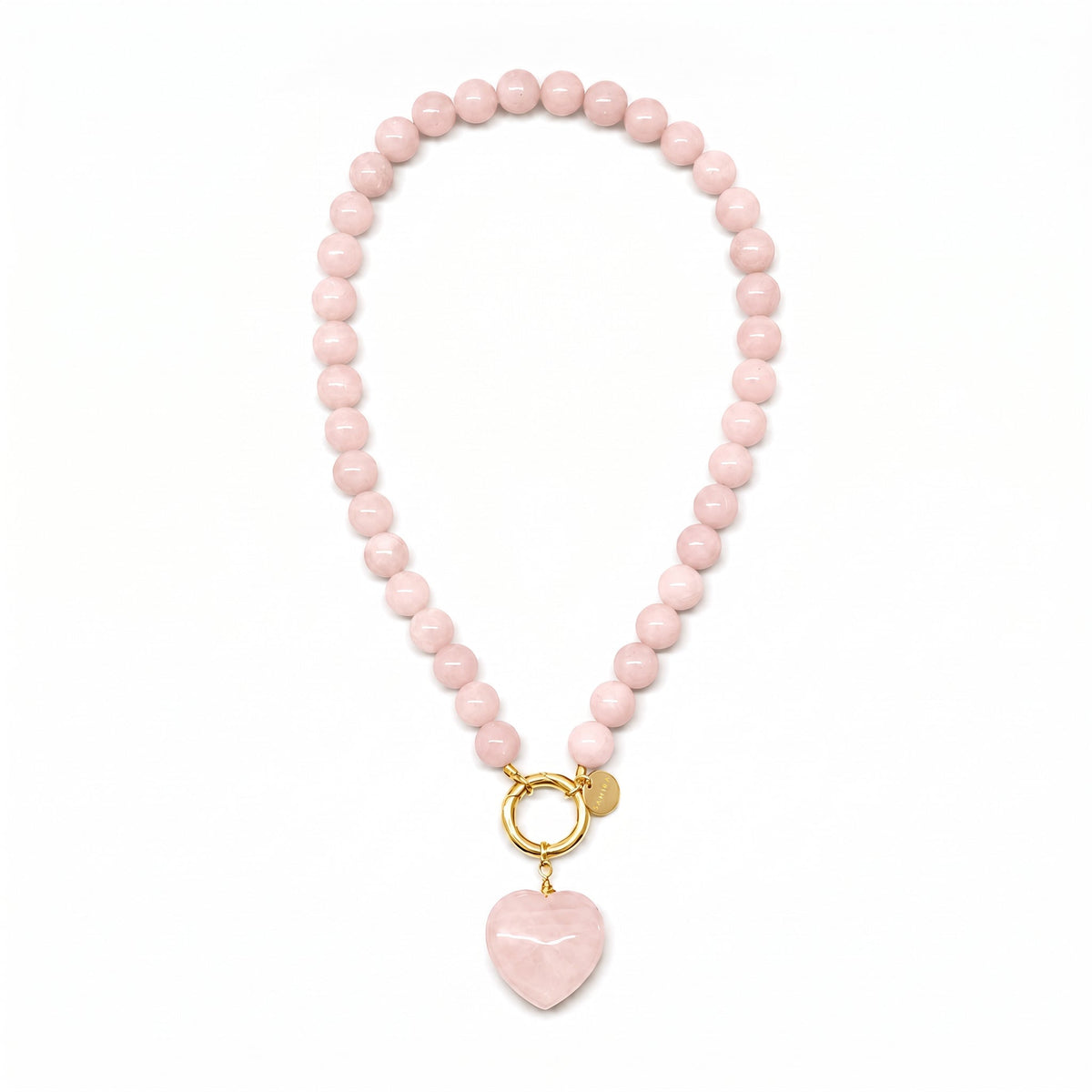 Rose Quartz Beaded Heart Necklace