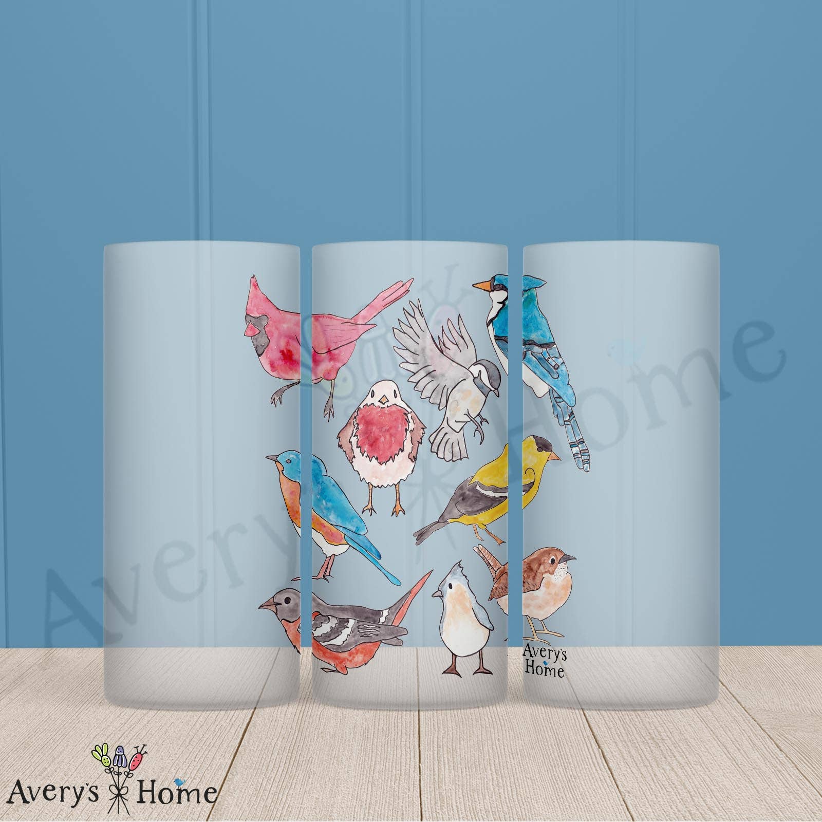 Backyard Birds Frosted Drinking Glass