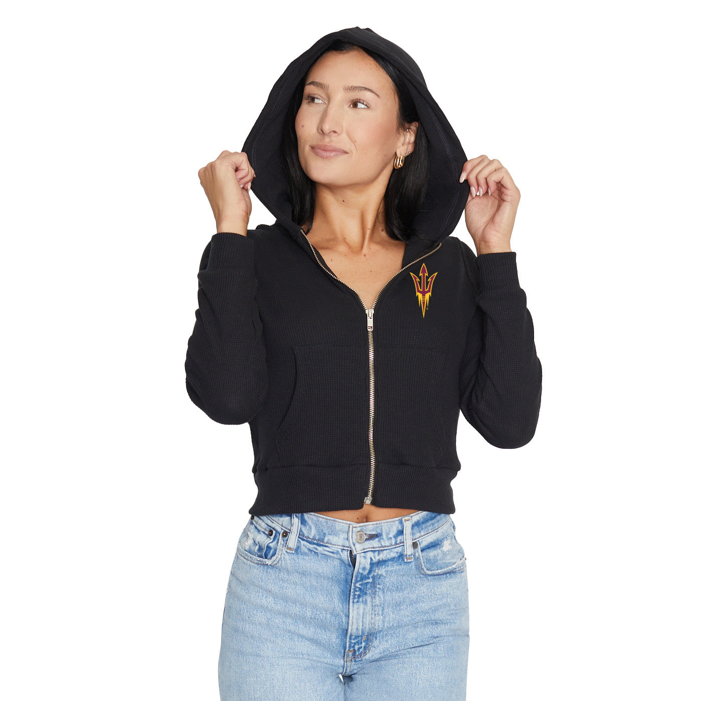 Arizona State ASU Waffle Knit Zip Up Hoodie