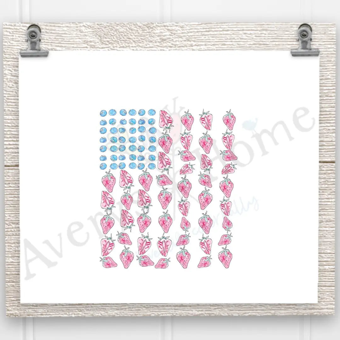 American Berry Flag Frosted Drinking Glass