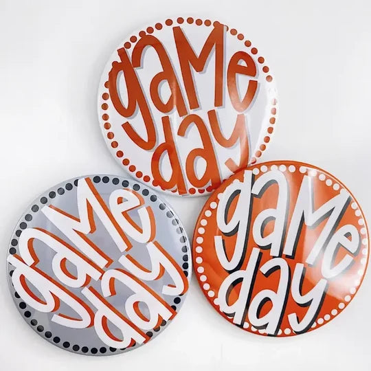 Polka Dot Game Day Button - Burnt Orange