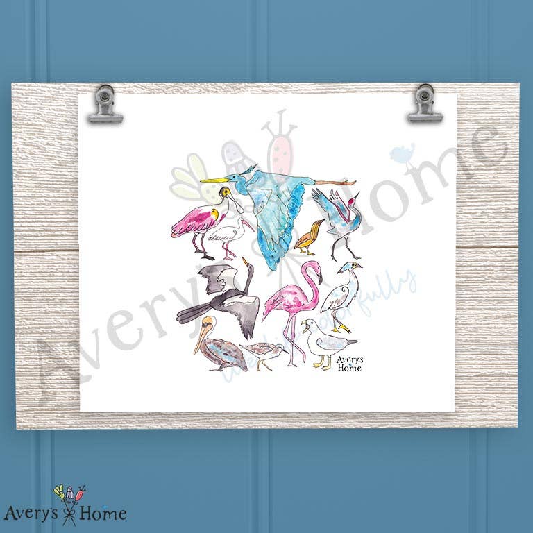 Coastal Birds Frosted Drinking Glass