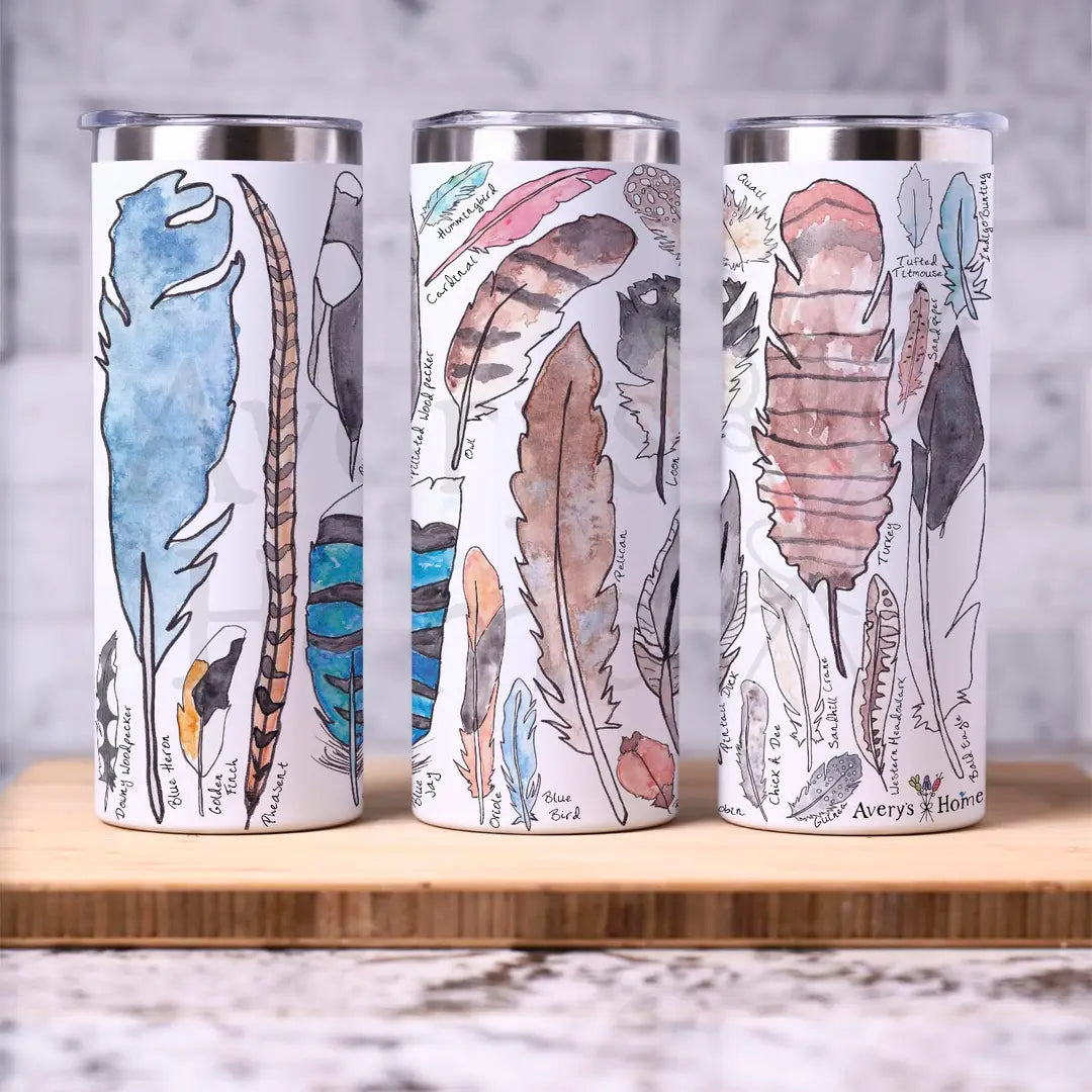 Bird Feathers Collection 20 oz Skinny Tumbler