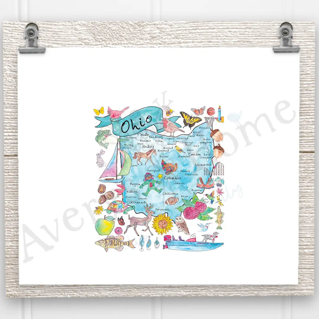 Ohio State Map Frosted Drinking Glass