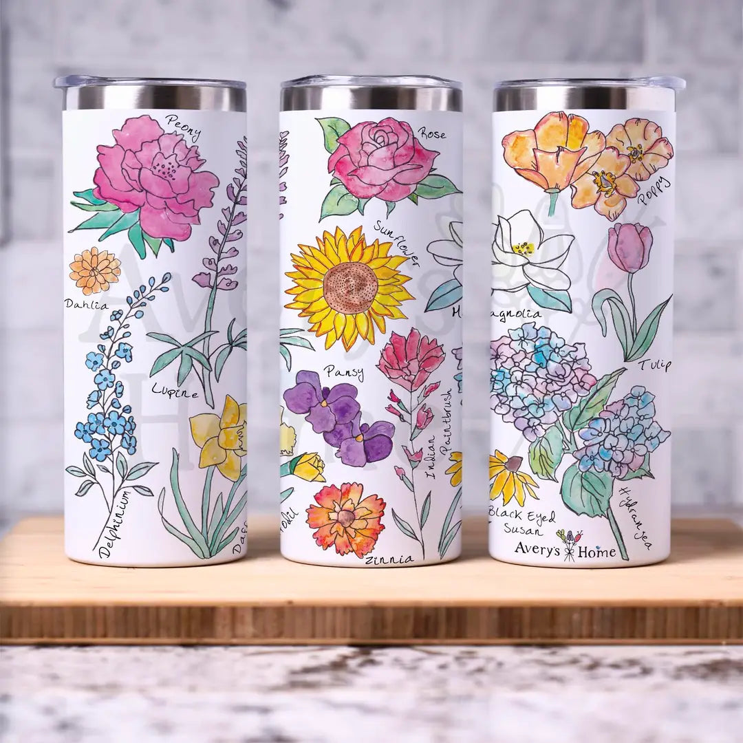 Summer Flowers 20 oz Skinny Tumbler