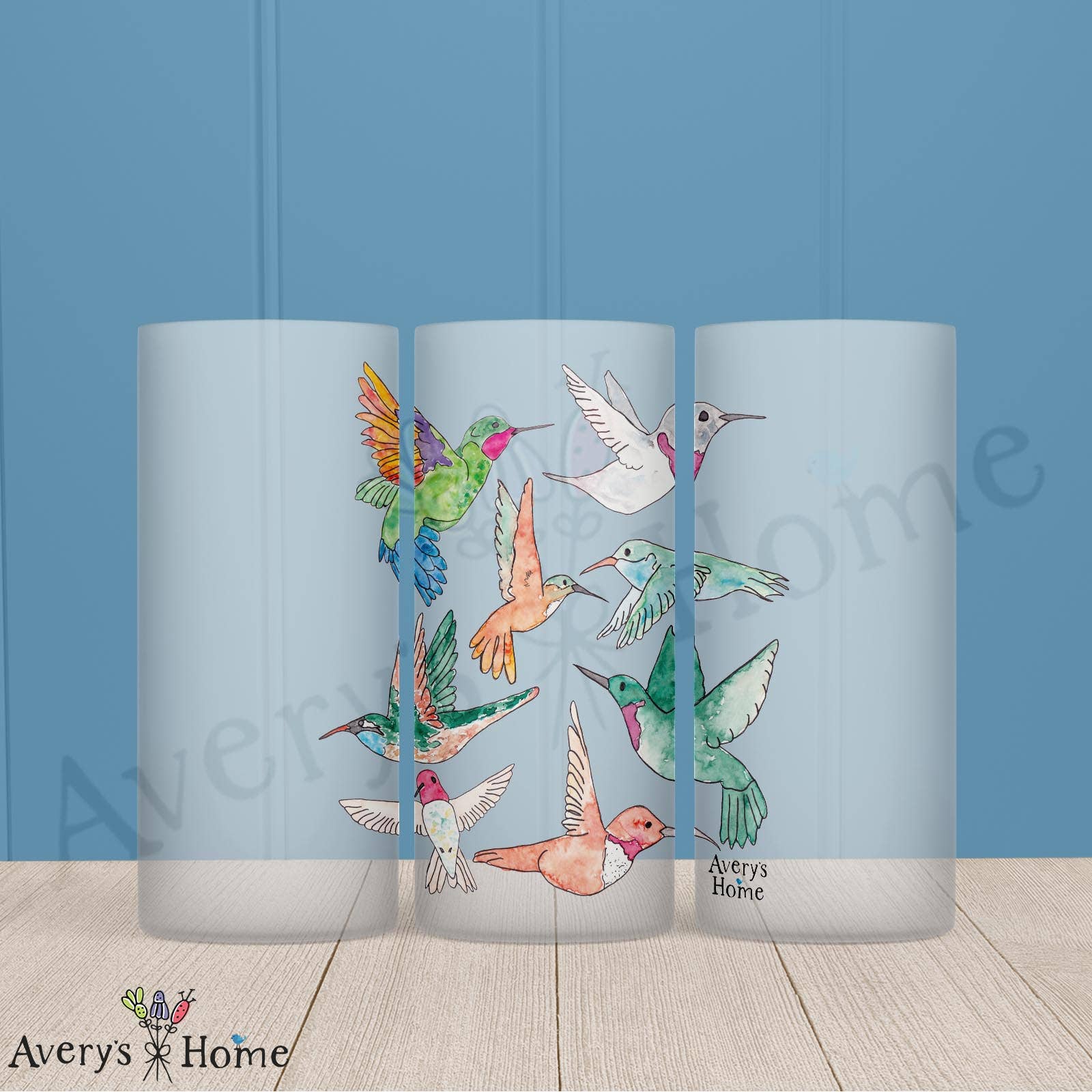 Hummingbird Frosted Drinking Glass