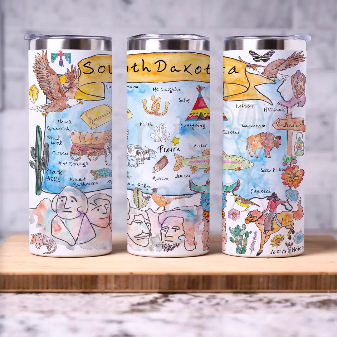 South Dakota State Map 20 oz Skinny Tumbler