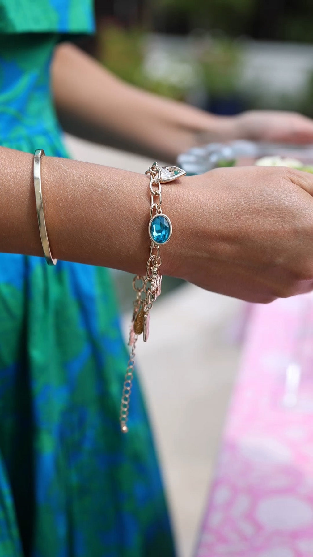 I'm Just a (Mahjong) Girl Enamel Charm Bracelet in Pastel Multi