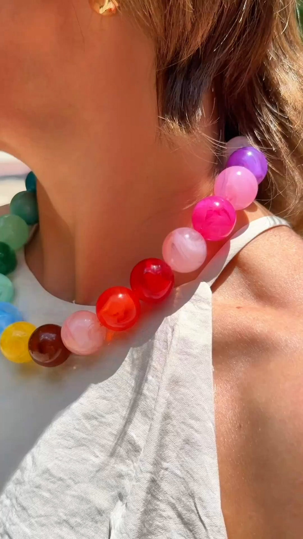 Mickey Beaded Gumball Necklace in Rainbow Multi
