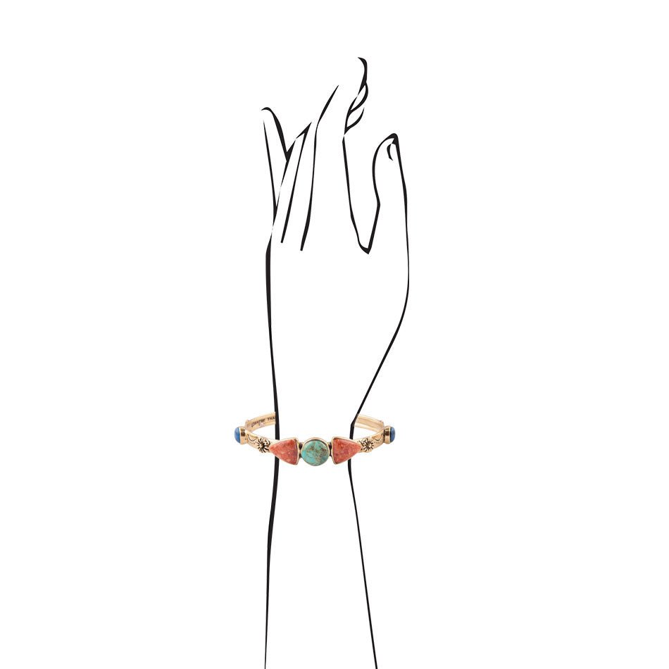 Shades of Multi Stone Golden Cuff Bracelet