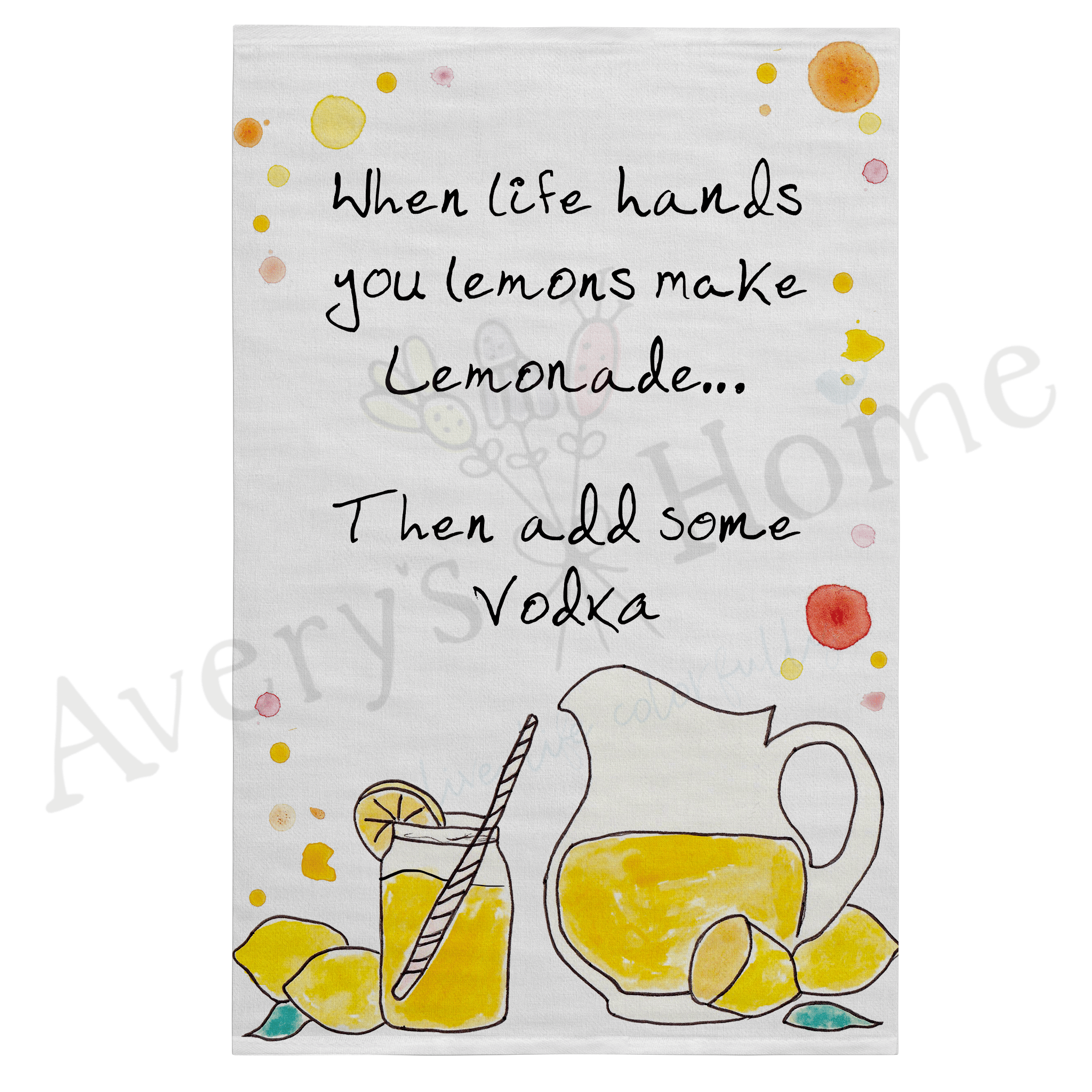 Vodka Lemonade dish towel design detail