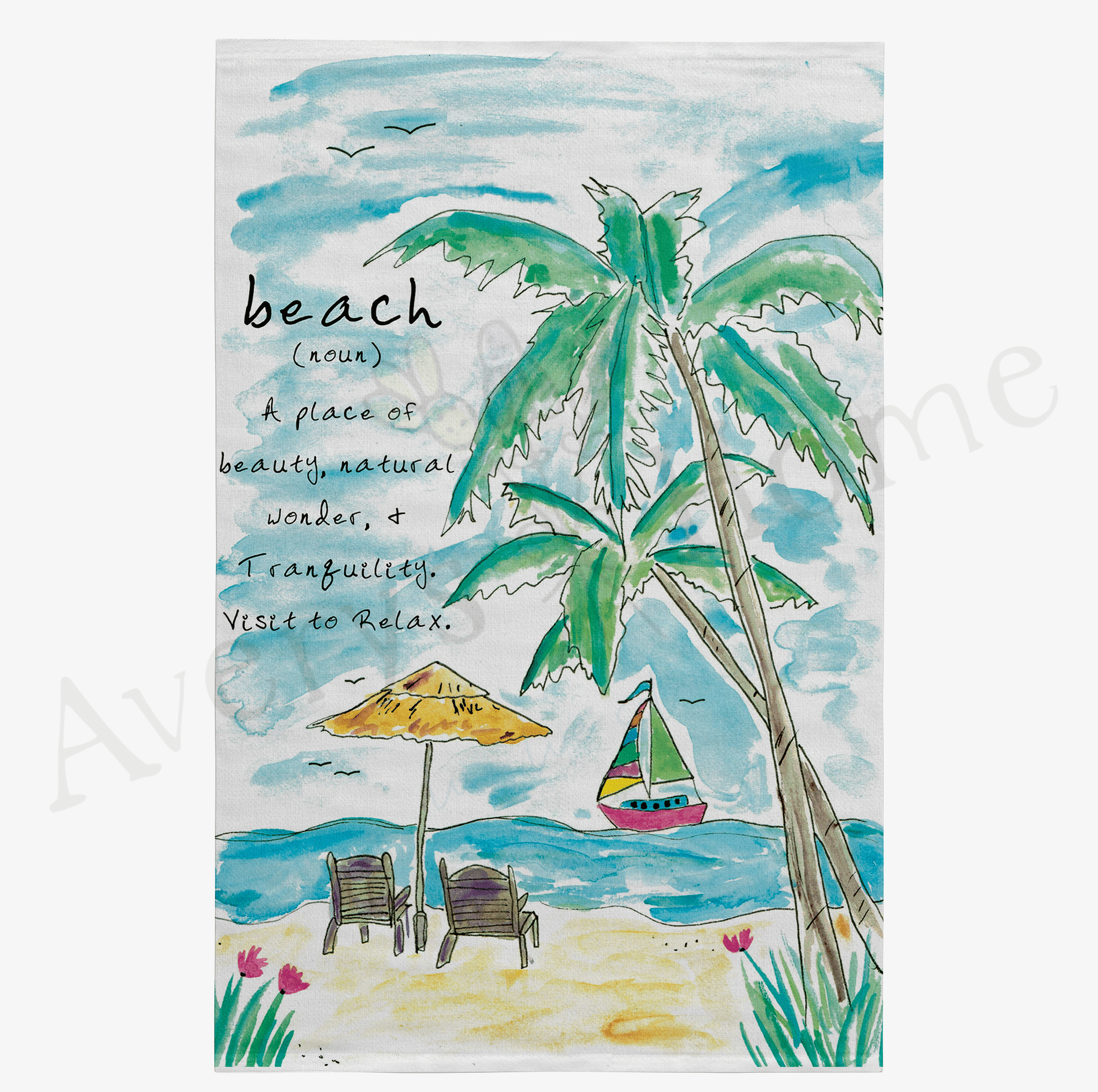 Beach Definition dish towel design detail