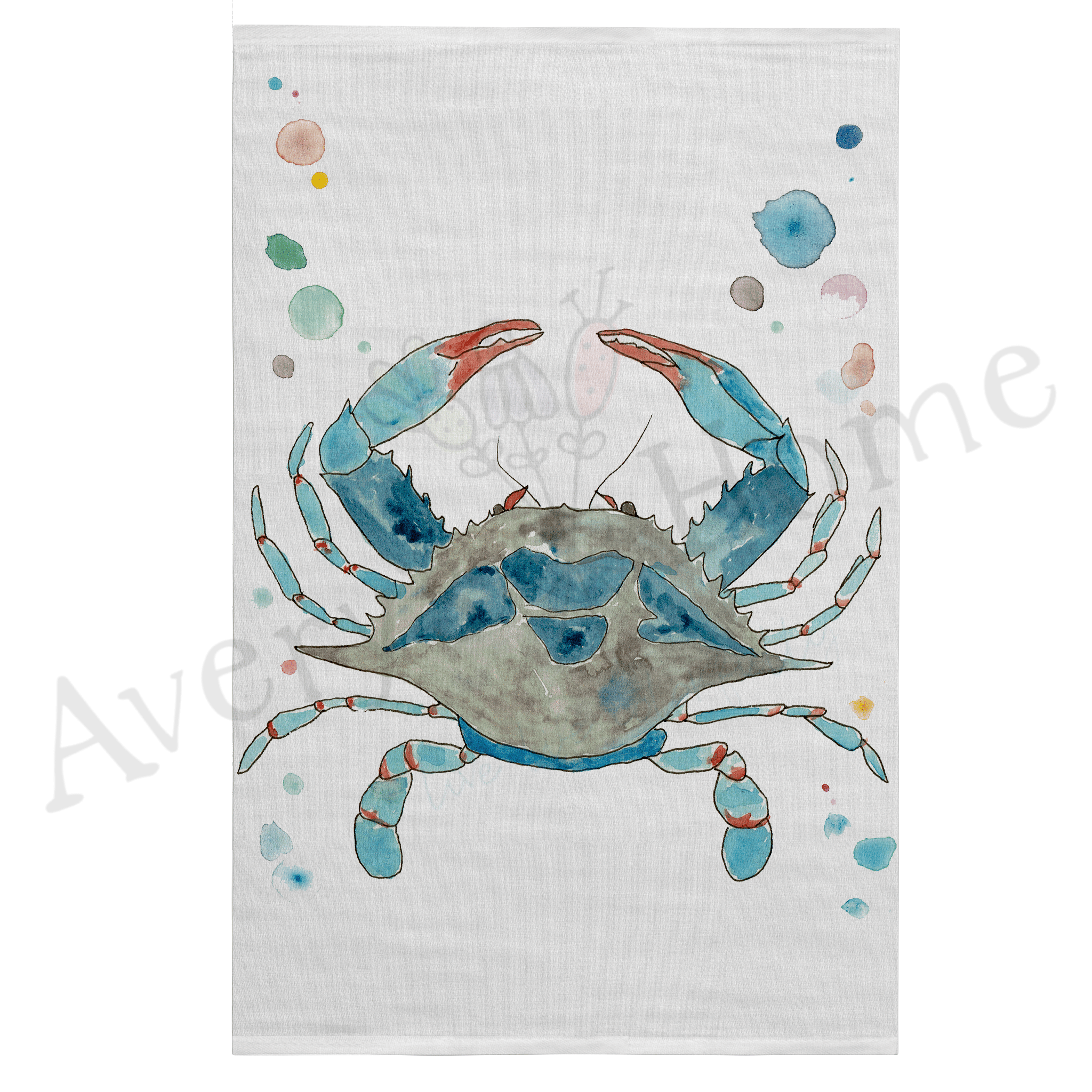 Blue Crab dish towel design detail