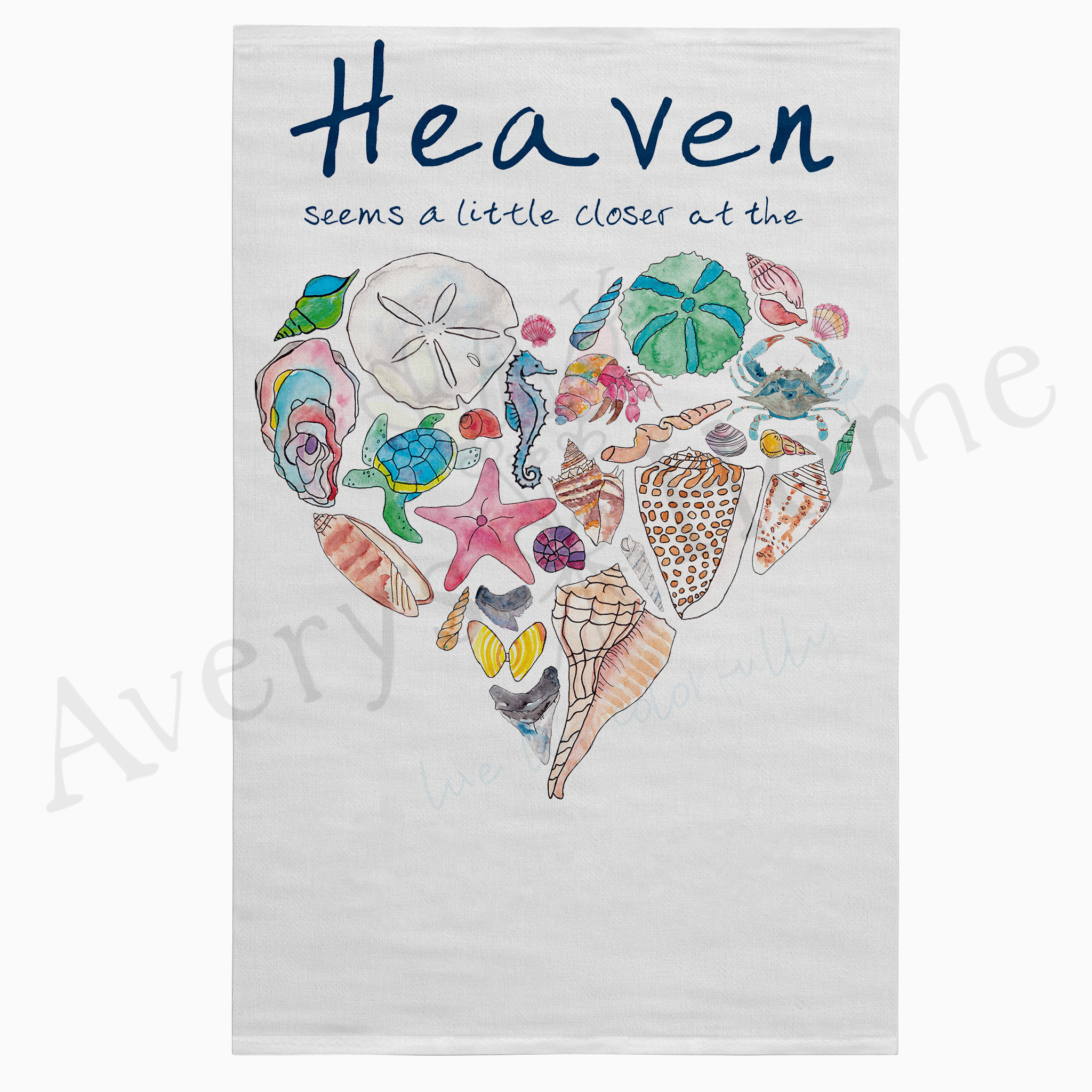 Heaven At the Beach dish towel design detail