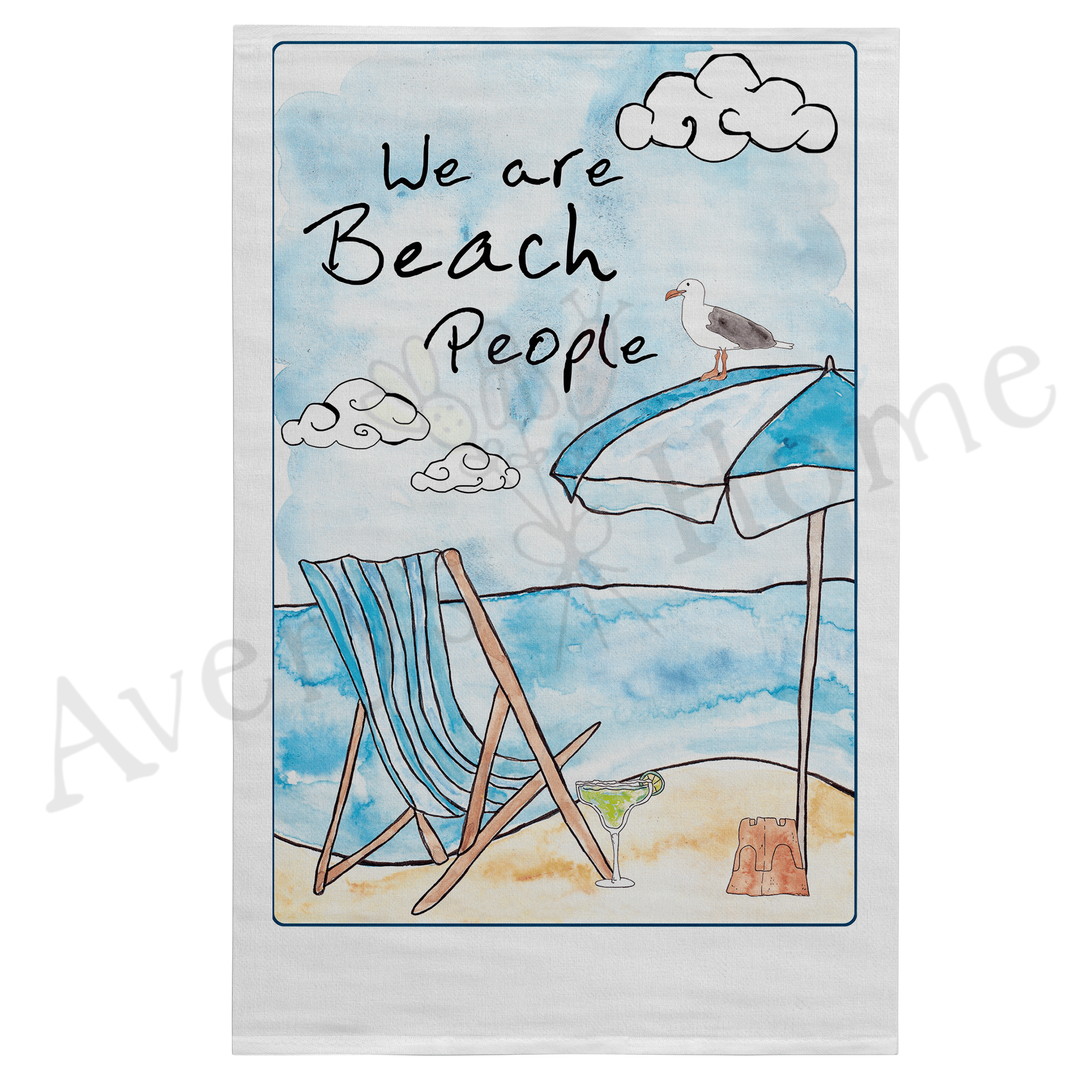 We are Beach People dish towel, 27x27 flour sack cotton