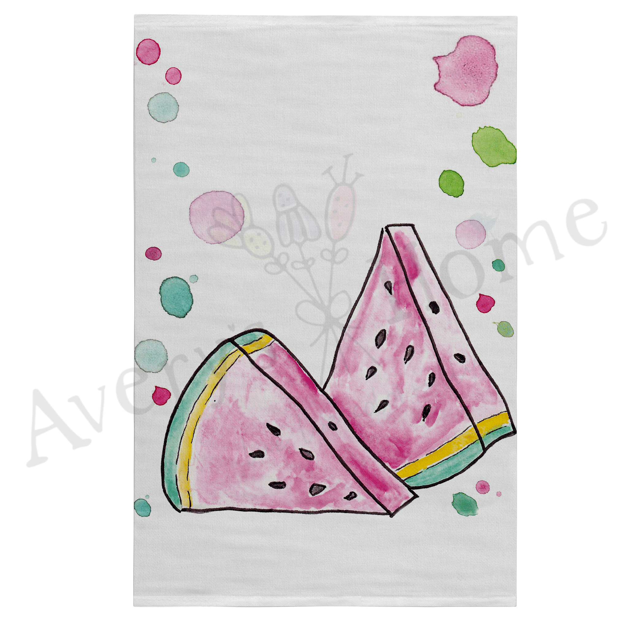 Watermelon dish towel, 27x27 flour sack cotton