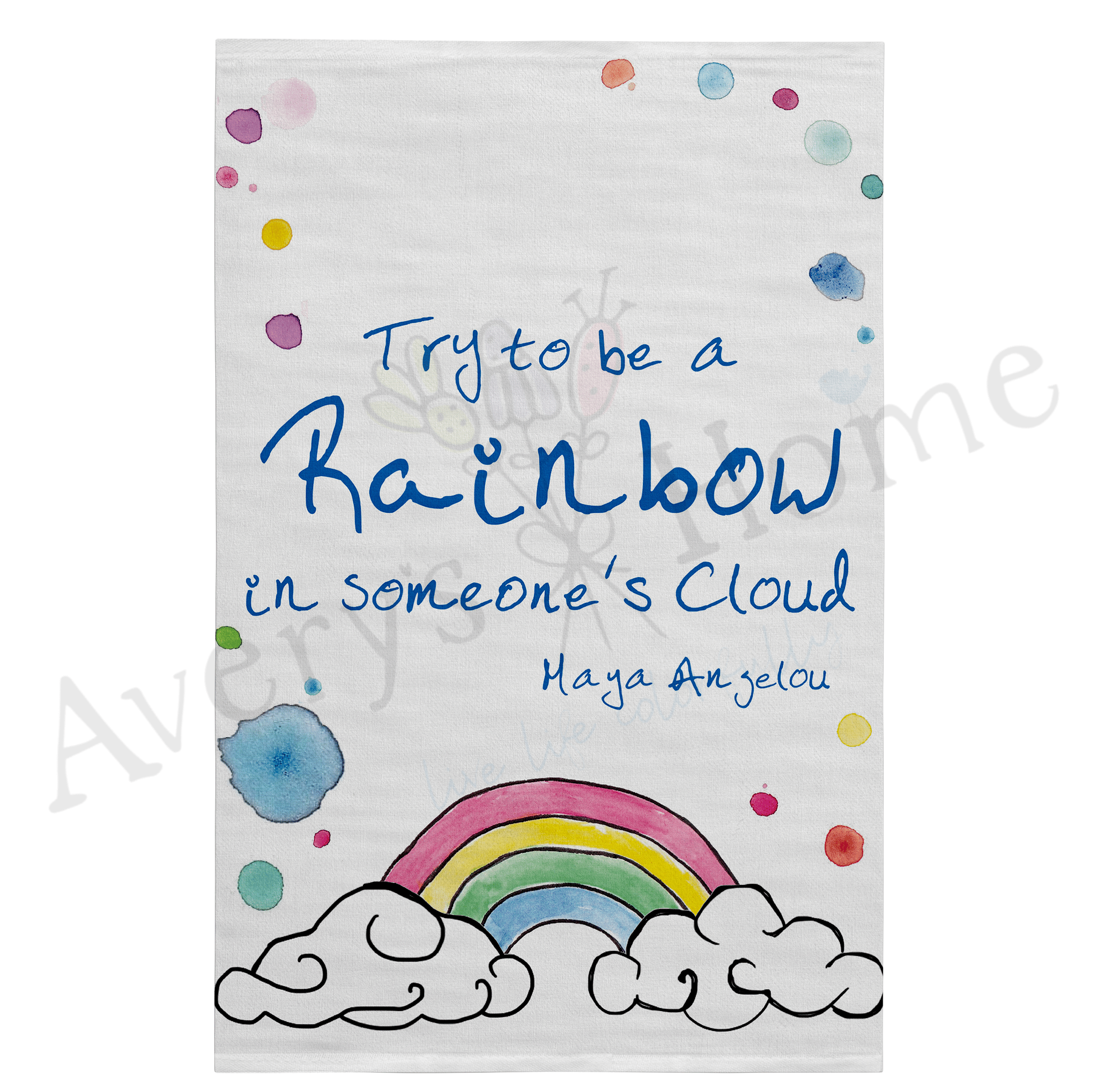 Be a Rainbow dish towel design detail