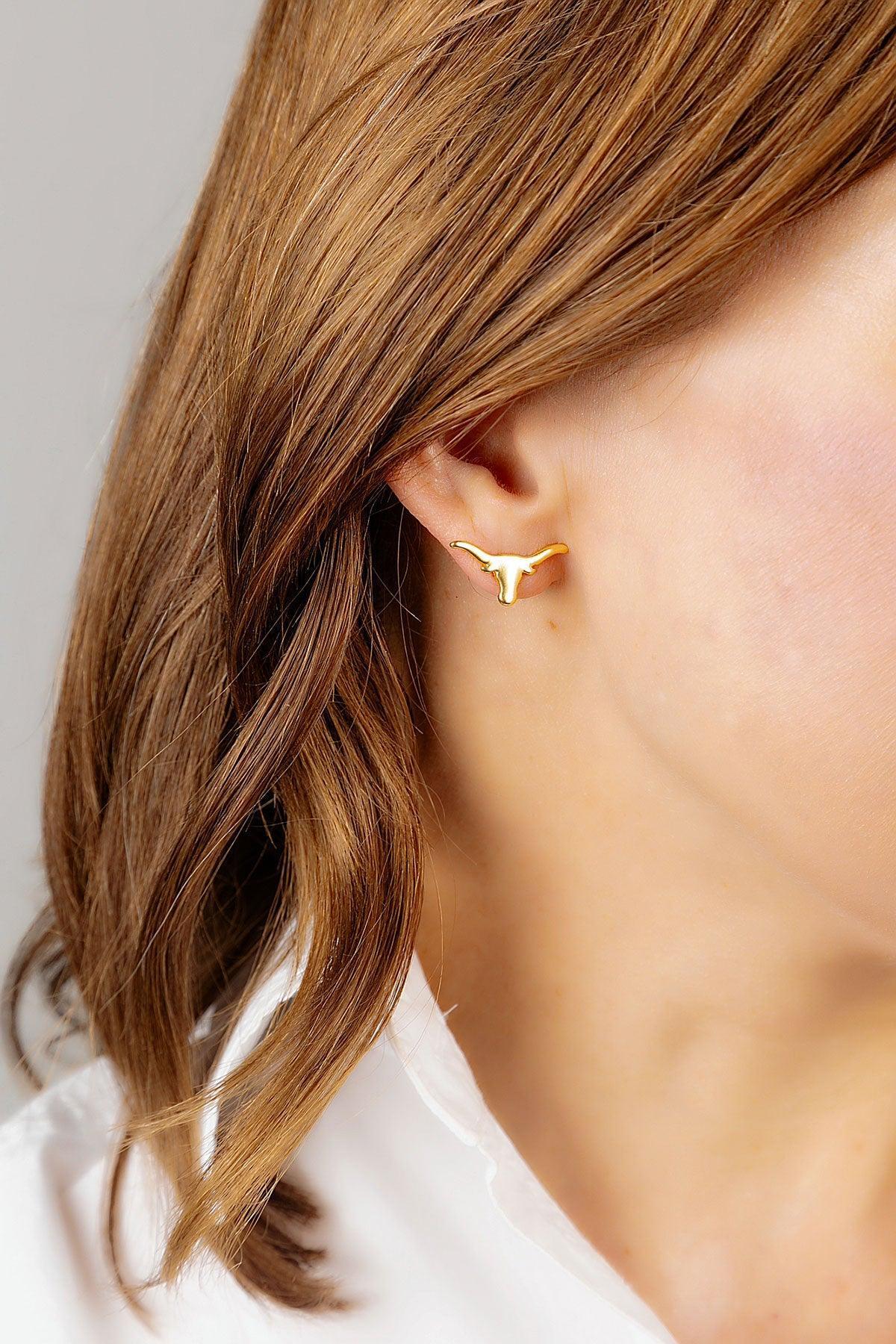 Texas Longhorns 24K Gold Plated Stud Earrings