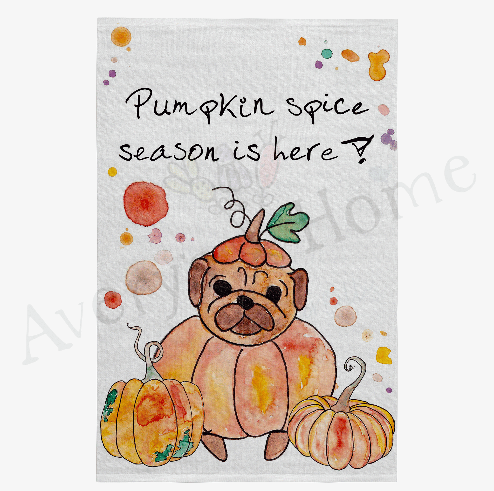 Pumpkin Spice Season dish towel design detail