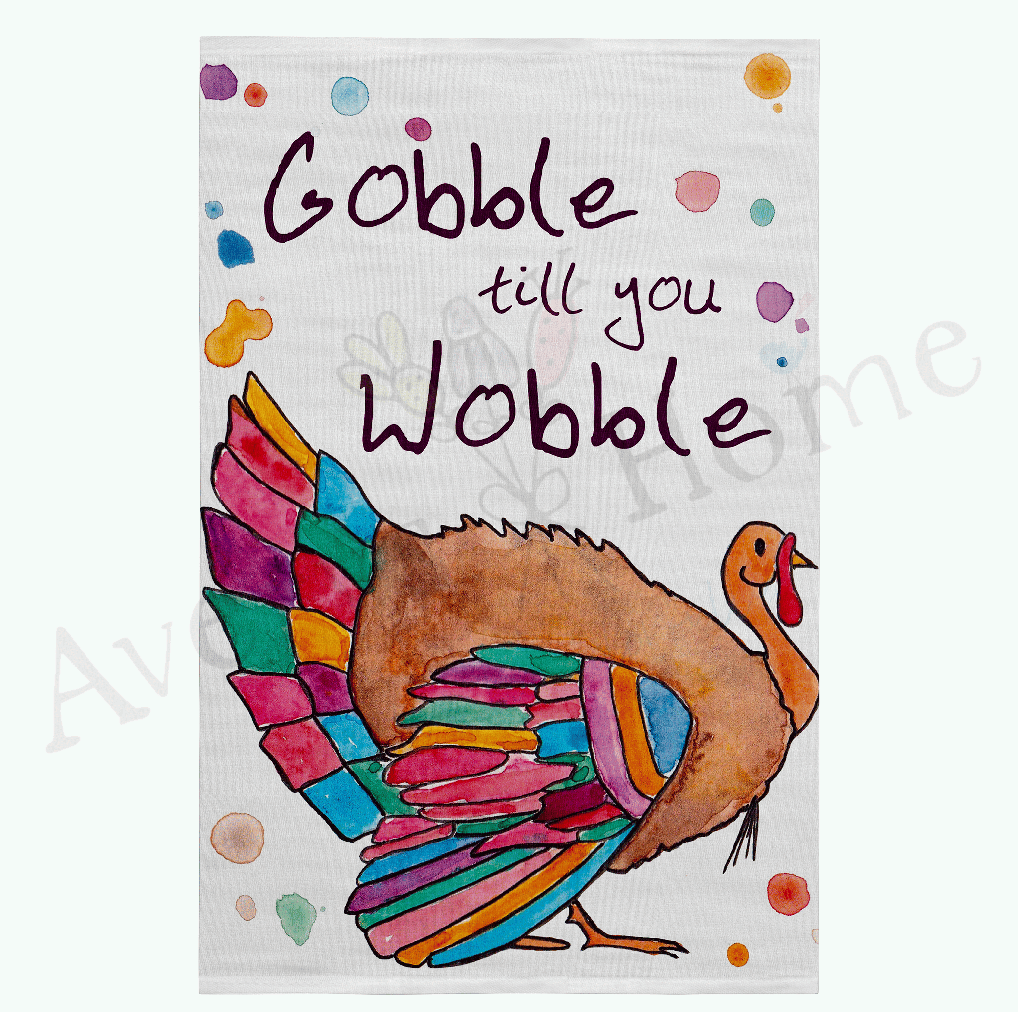 Gobble Till You Wobble dish towel design detail