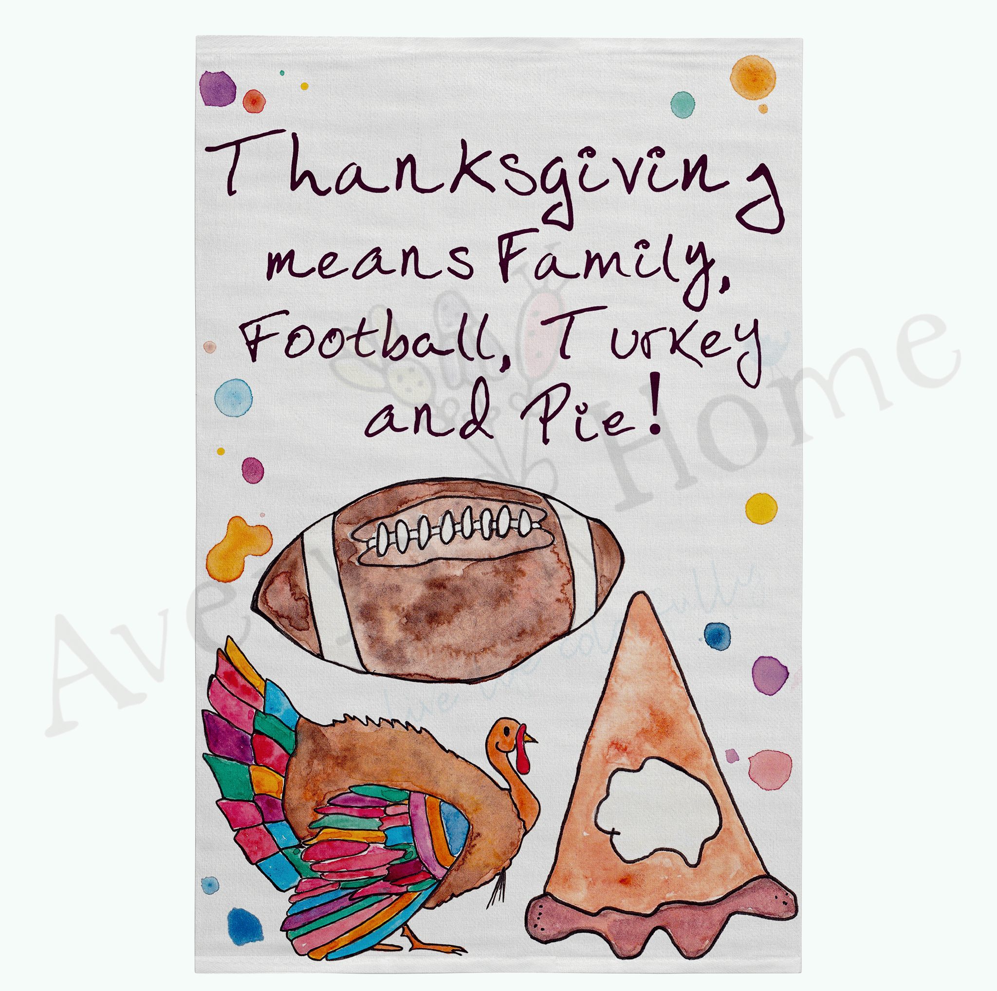 Thanksgiving Means Family dish towel design detail