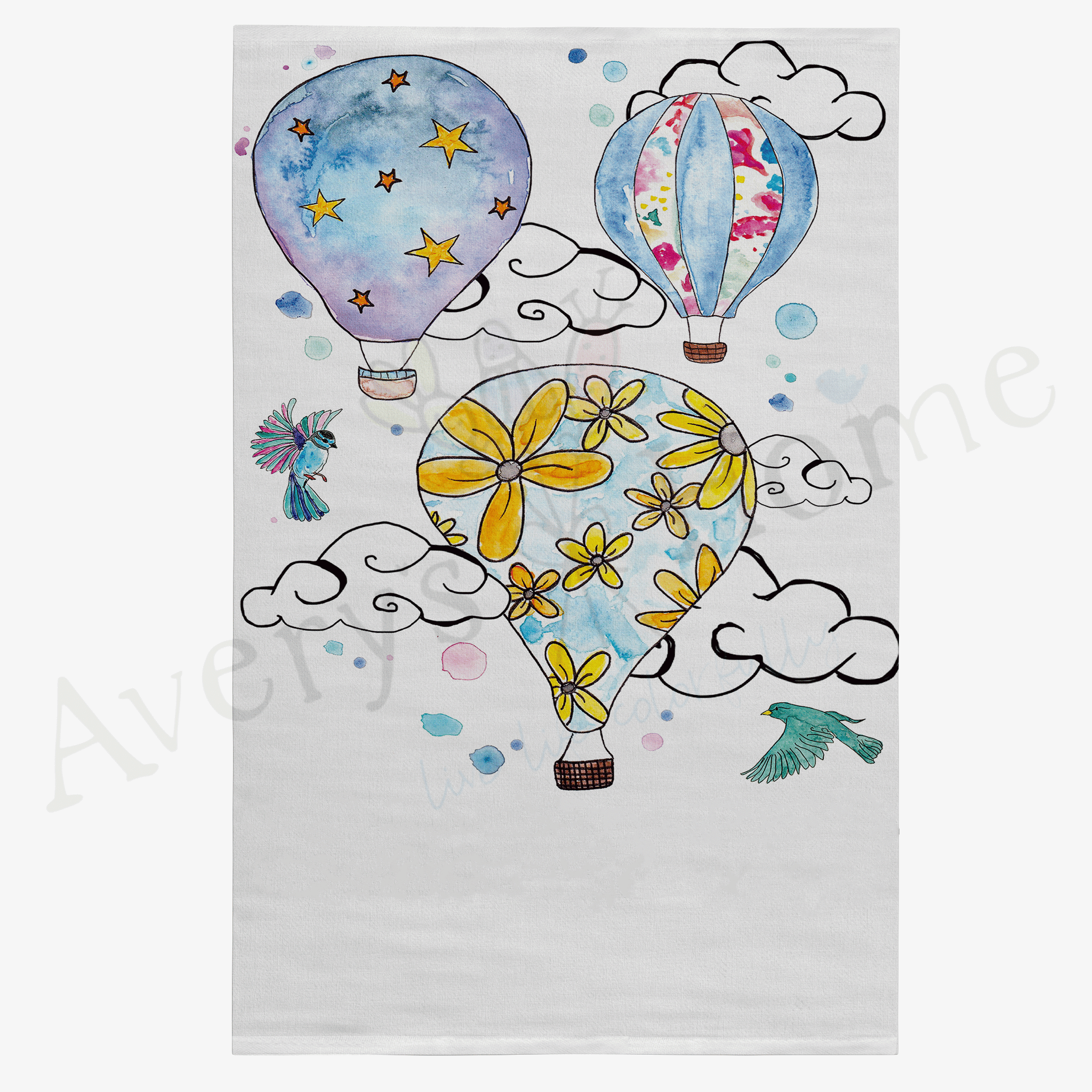 Hot Air Balloon Quote dish towel design detail