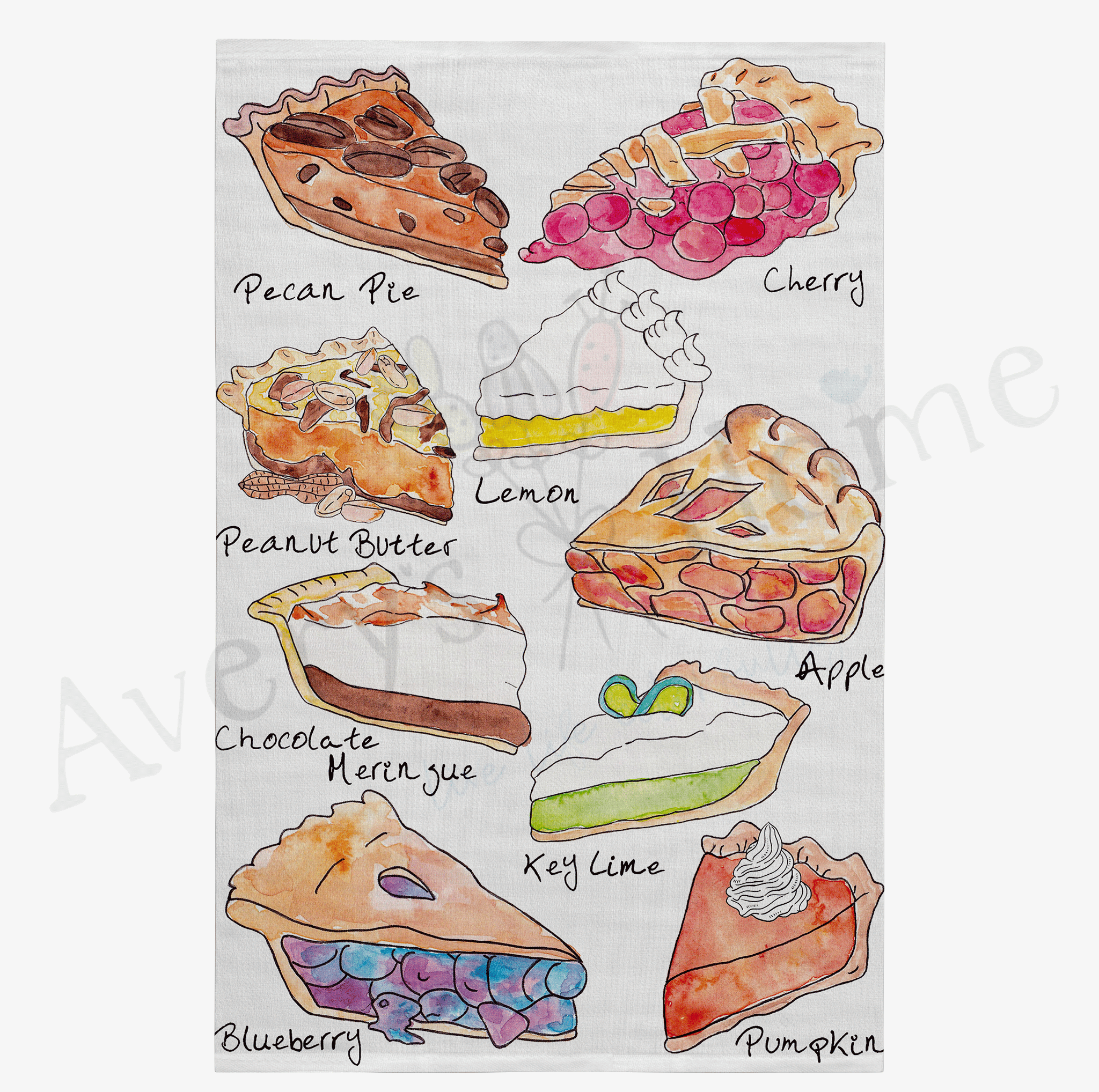Favorite Pies dish towel design detail