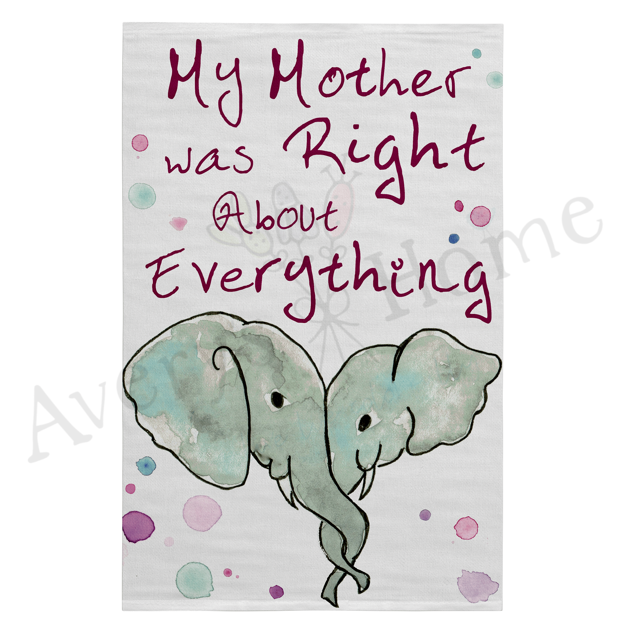 Moms are Always Right Elephant dish towel design detail